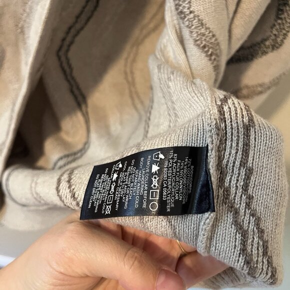 Nic Zoe Cardigan Sweater Open Front Fur Trim Art Lagenlook Boho Preppy Whimsical - Picture 7 of 8